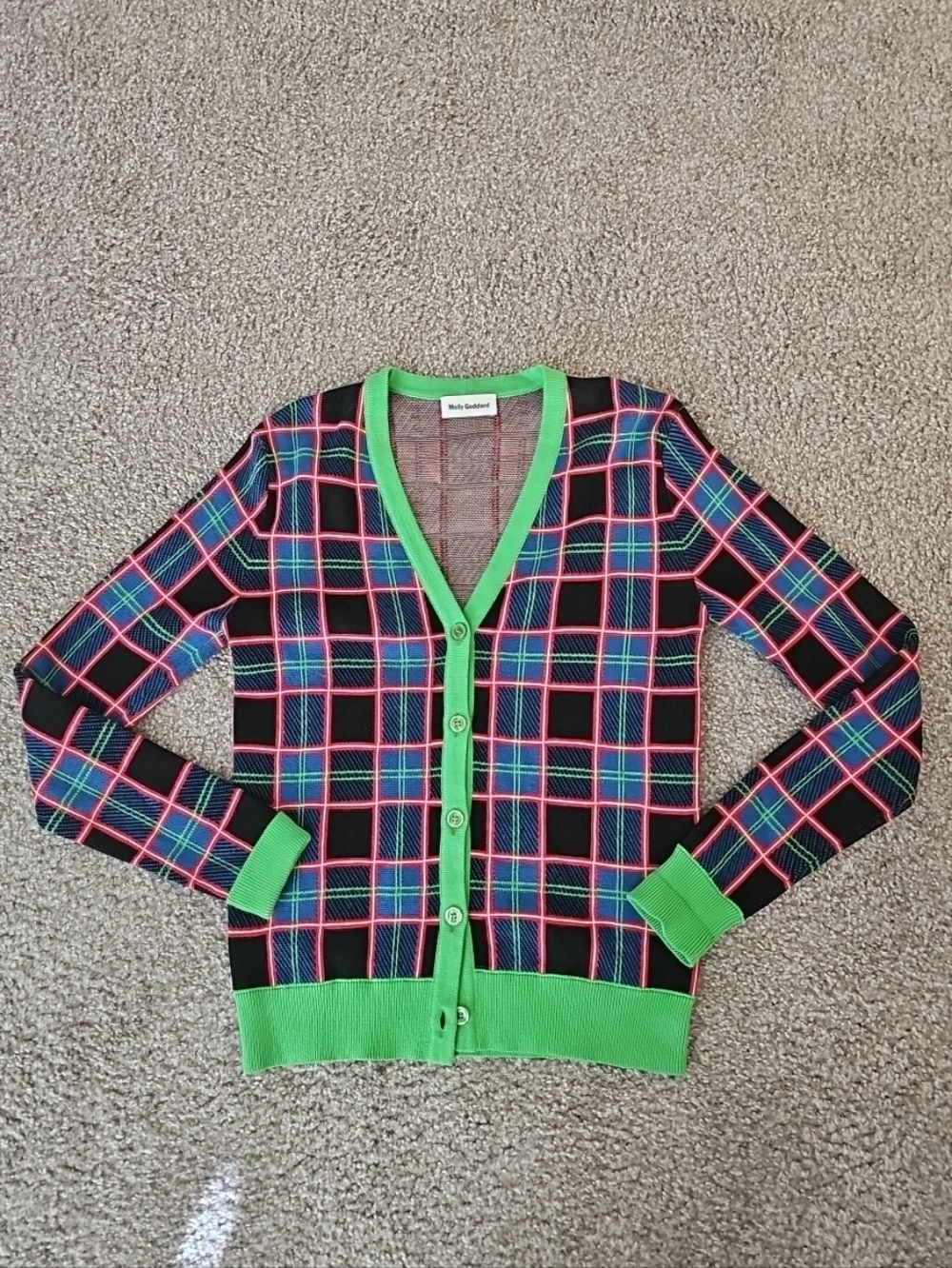 Molly Goddard Plaid Cardigan Sweater S/XS